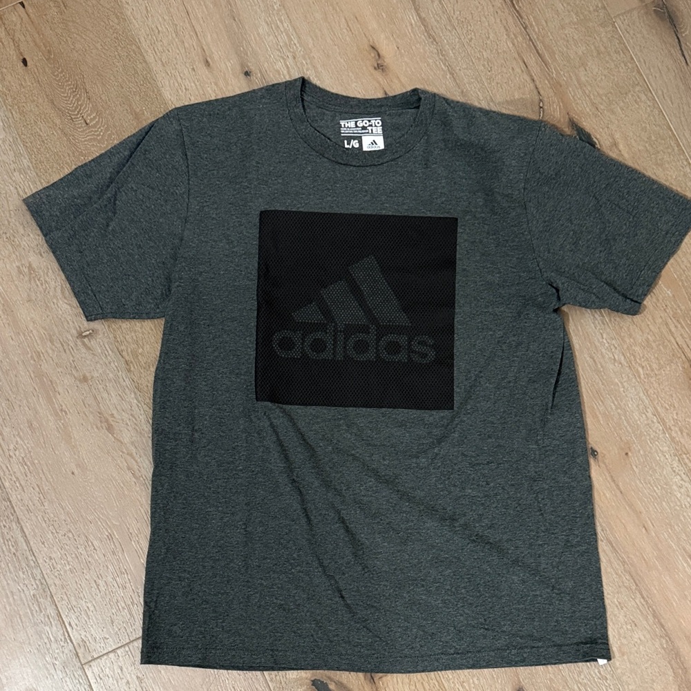 Adidas Men's Dark Gray Tee with Black Logo